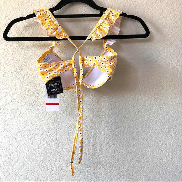 NWT California Waves Daisy Ruffle XBack Bikini Top - Picture 4 of 5